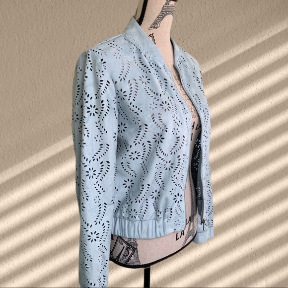 FOREVER 21 blue faux suede jacket s/m - Picture 9 of 11